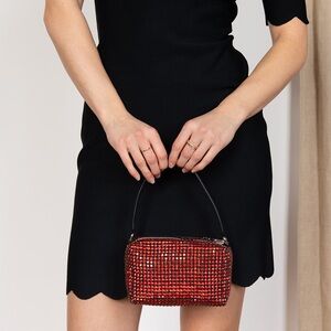 Alexander Wang rose red crystal embellished bag